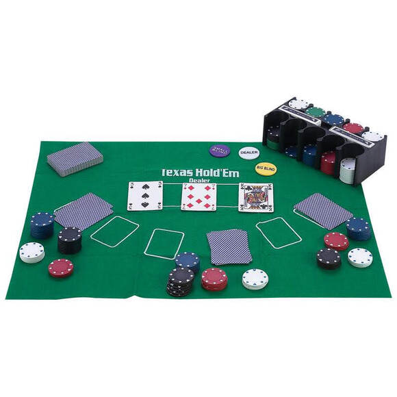 NEW TEXAS HOLD 'EM Casino Style Poker Set Poker Chips Playing Cards COMPLETE SET - Picture 2 of 4
